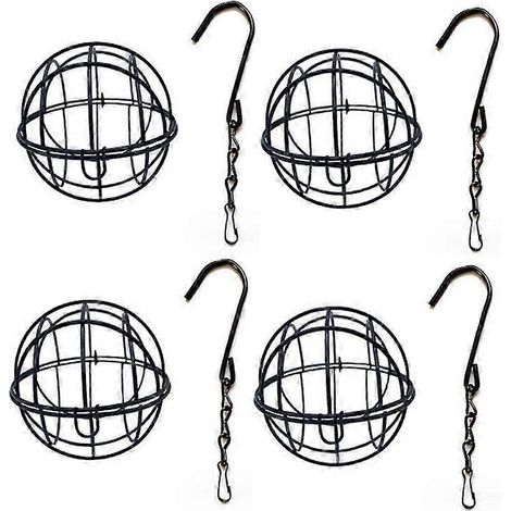 Lot de 4 supports pour boulettes de graisse, mangeoire à oiseaux suspendue en métal, support pour boulettes de graisse à suspendre, mangeoire pour oiseaux sauvages (1/5)