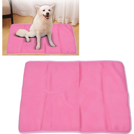 Tapis en soie glacée pour animaux de compagnie, tapis rafraîchissant d'été pour chiens et chats, panier pour chien, tapis pour chien, rose S (1/5)