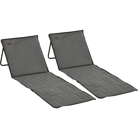 Outsunny Set 2 Lettini da Spiaggia Pieghevoli ad Angolo Regolabile Grigio