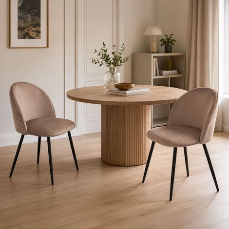 2er-Set Stinson-Stühle, Samt-gepolsterter Sessel, gepolsterter Esszimmerstuhl, Konferenzstuhl, 51 x 54 x 82 cm, Turteltaube (1/5)