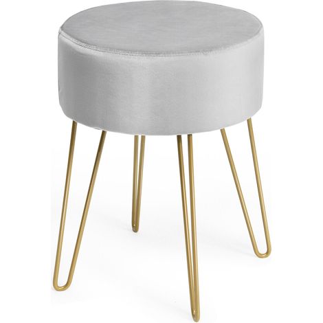 Velvet Modern Round Footstool Ottoman Footrest Makeup Dressing Chair Seat Home (1/5)