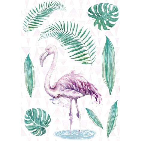 -Flamingo- Sticker Décoration murale Flamant Rose - 50x70cm (1/3)