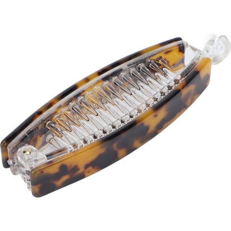Pince à cheveux banane antidérapante, barrette coquillage pour cheveux longs, accessoire de coiffure élégant pour femme et fille, motif écaille brune, maintien ferme (1/5)