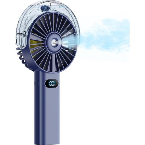 Ventilateur portable (bleu) - Mini ventilateur brumisateur - Batterie rechargeable 4000 mAh - Écran LED (1/5)