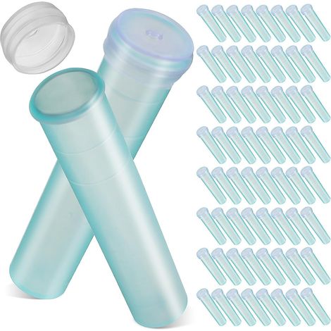 100 Tubes à Essai Floraux Bleus en Plastique avec Bouchon Silicone, 7 Cm, pour Compositions et Prolongation Fraîcheur des Fleurs (1/5)