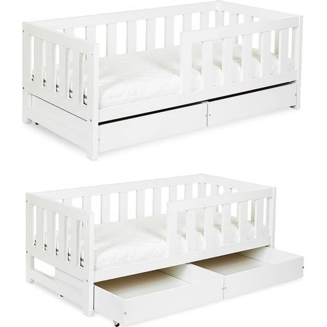 AMELIA Lit enfant 160x80 Blanc avec double tiroir (1/5)
