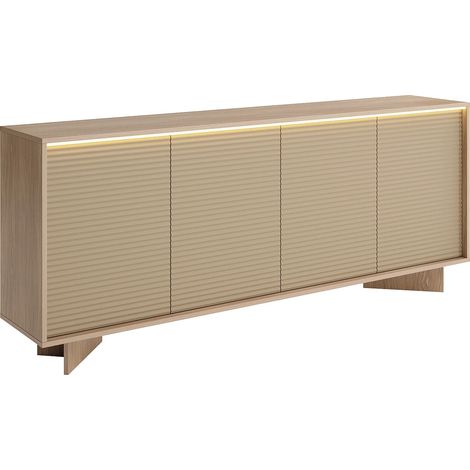 Buffet 4 portes avec LEDs en MDF - Beige et Naturel clair - MAYRONA (1/4)