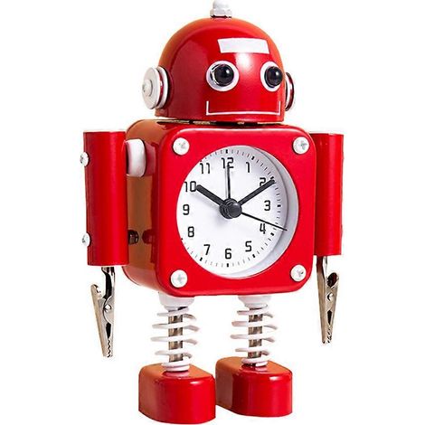 Réveil robot pour étudiant, réveil de bureau original, rouge (1/5)