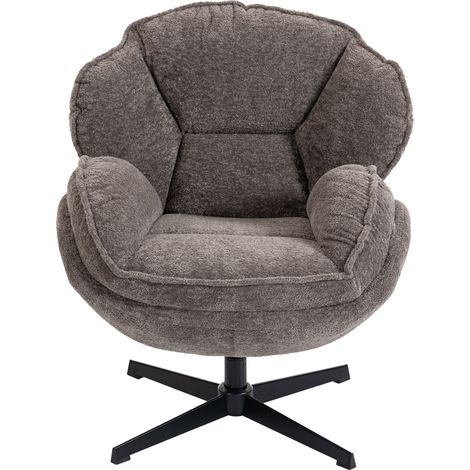 Fauteuil à oreilles moderne, fauteuil en velours avec piètement quatre branches, ressorts en S, pivotant à 360°, gris (1/5)