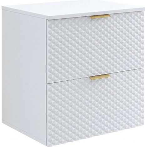 Mobile lavabo da bagno Borneo 60 x 49 x 63 cm – Bianco opaco – Mobile da bagno sospeso con 2 cassetti