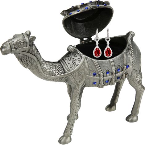Boîte de rangement à bijoux en alliage avec motif animal mignon et incrustation de strass - Cadeau et décoration intérieure (1/4)