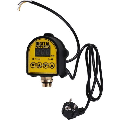 Pressostat numérique automatique 0-10 bar, interface 1/2 pouce, pour compresseur d'eau ou d'huile 220 V, prise UE. (1/5)