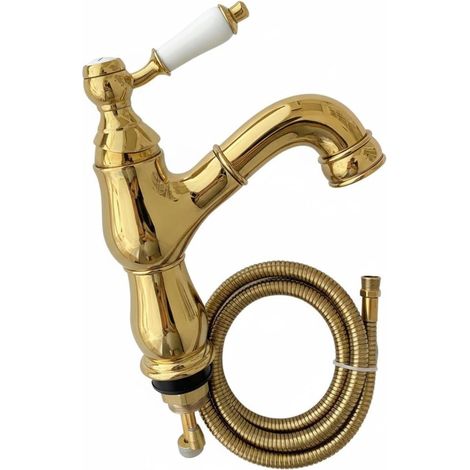 Robinet pour vasque, 60 cm, laiton/titane, doré, pour vasque (1/5)