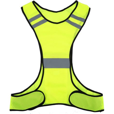 Gilet de sécurité haute visibilité réfléchissant pour course nocturne, vêtement de protection ajustable à la taille (vert citron) (1/5)