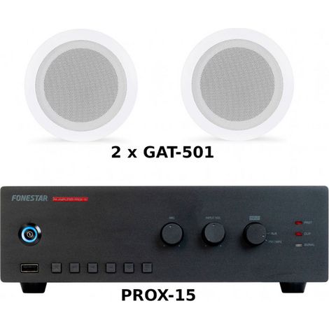Fonestar pack d'économies 50 - amplificateur prox-15 + paire d'enceintes de plafond gat-501