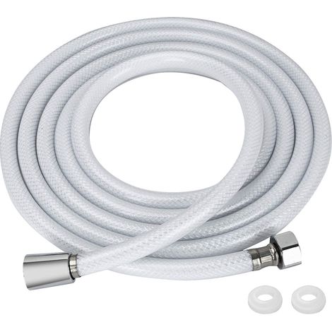 Flexible de Douche 3m PVC, Tuyau de Rechange Universel Lisse Extra Long Avec 2 Rondelles, Anti-Torsion, Anti-Fuite et Pliure (296 cm) (1/5)
