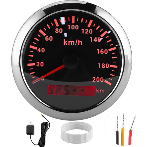 Compteur GPS 85mm 200km/h étanche noir pour bateau voiture yacht moto avec odomètre (1/5)