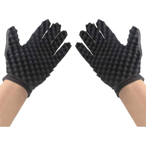 Brosse à cheveux éponge, outil magique pour réaliser des boucles double face tendance, gants de coiffure noirs (1/5)