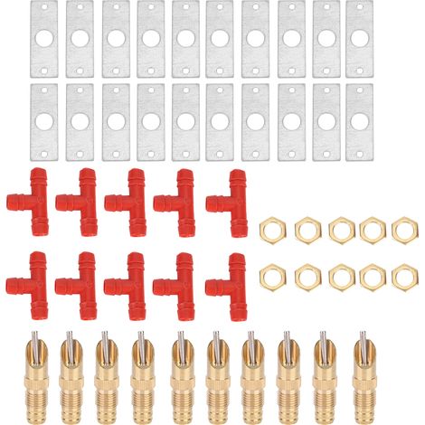 10 pièces de becs distributeurs d’eau automatiques pour visons, renards et lapins (raccord en T rouge, couleur aléatoire)