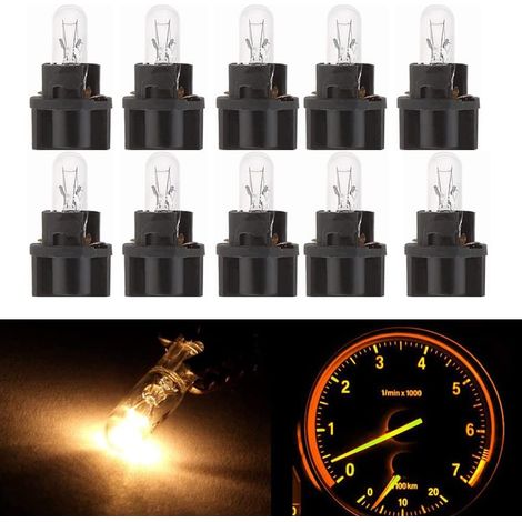 10pcs T5 12V 2W Glass Lamp Holder Lamp Incandescent Car Lamp Halogen Lamp with Lamp Holder Black (1/5)