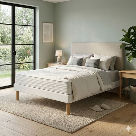 Ensemble Essenzia DELICE SOFT + Sommier Tradition Graphic + Pieds 160x220 Mousse (1/5)