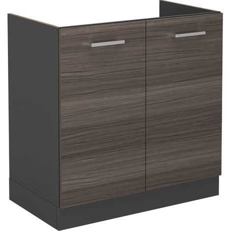 Meuble bas sous-évier R-Line, Gris noble, 80cm sans PT, Vicco (1/4)