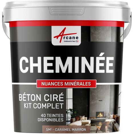 Béton ciré cheminée, kit avec primaire et vernis - 5 m² (en 2 couches) Caramel Marron - ARCANE INDUSTRIES
