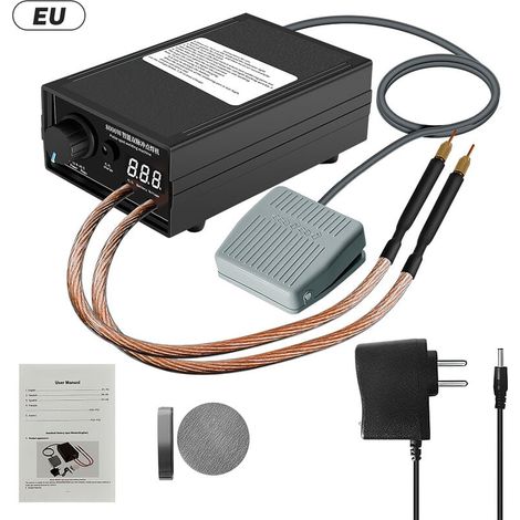 Poste à souder par points sans fil 8000W, intensité réglable 0-1200A, batterie lithium 9600mAh, pistolet de soudage double pour cellules 18650, outil portable de soudure par points. (1/4)