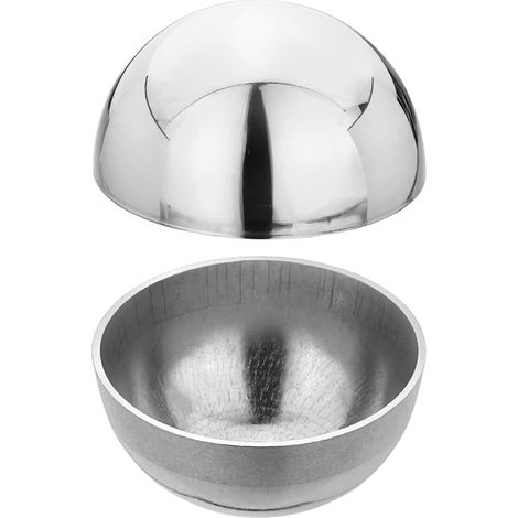 2Pcs 304 Acier Inoxydable Creux Demi-Boule, 49mm(1.93") Dia. Boules Decoratives Creuses Demi-Couvercle De Rampe Poli Miroir pour Main Courante Escalier Maison Centre Exterieur (1/5)