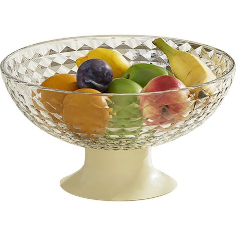 Plateau à fruits transparent en plastique transparent, avec support pour assiettes, fruits et légumes, idéal pour la cuisine, le comptoir ou la table.