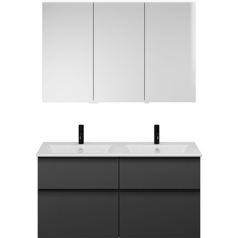 Set burgbad Eqio, composé d'une armoire de toilette à gauche,