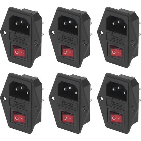 6-teiliges Modul-Steckernetzteil mit 10-A-Sicherung, Schalteranzeige, AC250V, 3-polige IEC320-C14-Schnittstelle (1/5)