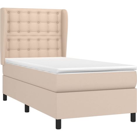vidaXL Giroletto a Molle con Materasso Cappuccino 90x200 cm Similpelle (1/4)