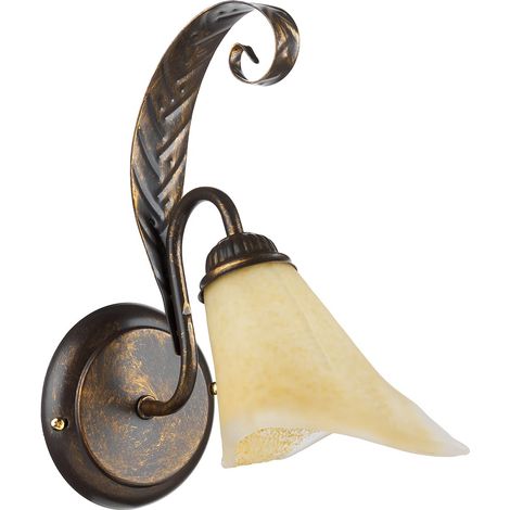 ONLI 4230/Ap Applique in Metallo Marrone spennellato Oro e Vetro Ambra (1/5)