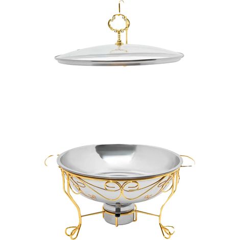 Plat à réchaud, Design moderne, Capacité de 6L, Argent (1/2)