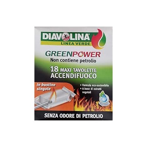 DIAVOLINA GREEN POWER 18 MAXI TAVOLETTEACCENDIFUOCO