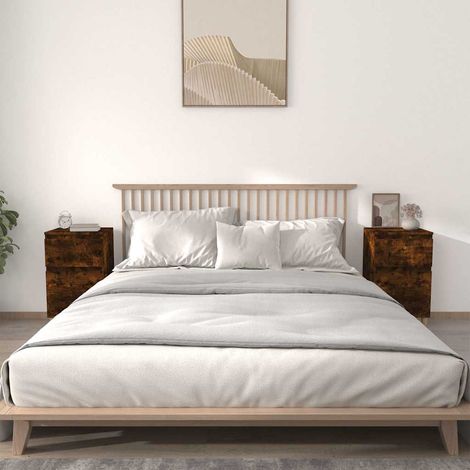 vidaXL Bedside Cabinets 2 pcs Smoked Oak 40x35x70 cm (1/5)