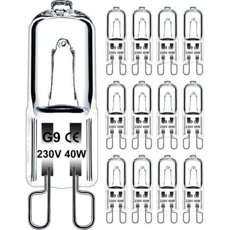 Ampoule G9 40W 230V Dimmable Blanc Chaud, Ampoule Halogène G9 Tolérance de 300°C, Ampoule Four G9 Pour Four Micro-ondes Cuisinière Plafonniers, Lot de 12 (1/5)