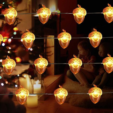 1 Guirnalda de luces con borlas 3D, control remoto inalámbrico, luz ámbar, modos de parpadeo, decoración de otoño para Acción de Gracias. (1/5)