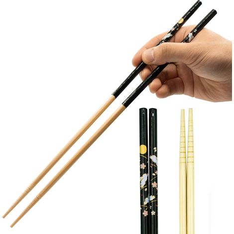 Baguettes de cuisine japonaises longues en bambou Noir 33 x 0,8 cm (1/4)