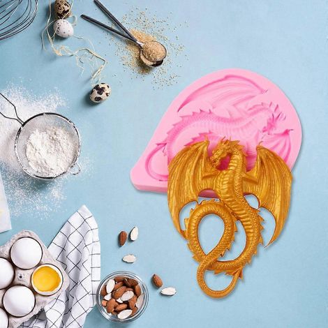 Moule artisanal en forme de dragon pour la pâtisserie (savon, gâteaux, bonbons, chocolat). (1/4)