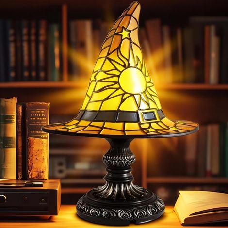 Lampe chapeau de sorcière – Lampe gothique colorée faite à la main, utilisée pour la décoration, l'atmosphère mystérieuse de la chambre à coucher et les cadeaux de sorcellerie, petites statues (1/5)