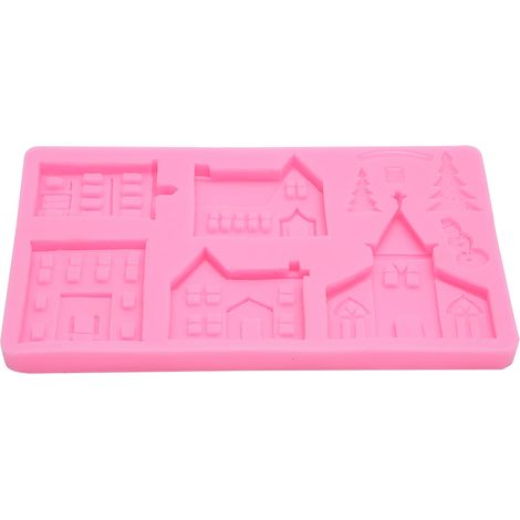 Moule en silicone pour sapin de Noël en forme de château à faire soi-même, moule à gâteau en chocolat décoratif en pâte polymère, fournitures de cuisine, rose (1/5)