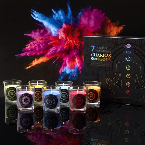 Bougie Parfumée - HOME DECO FACTORY - Coffret Chakra - Multicolore