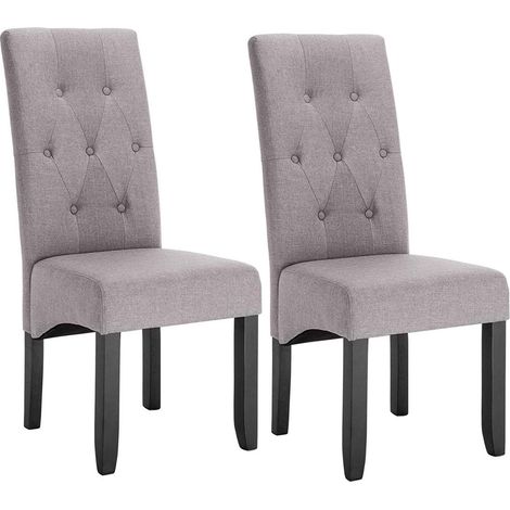 WOLTU Coppia Sedie da Cucina Sala da Pranzo Ristorante con Schienale Gambe Legno Grigio Chiaro (Lino) (1/6)