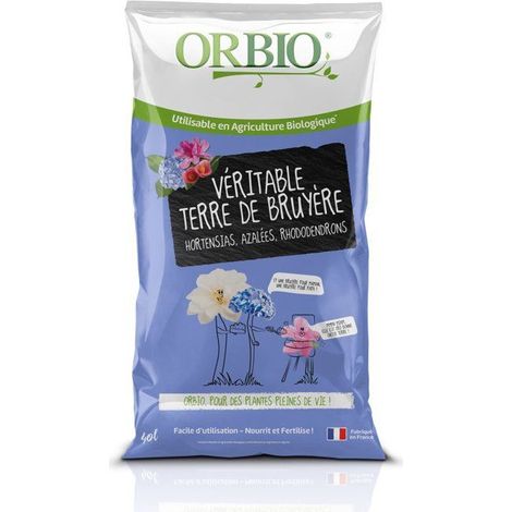 Terre de bruyère ORBIO 40 L - Substrat léger acide pour hortensias et azalées (1/2)