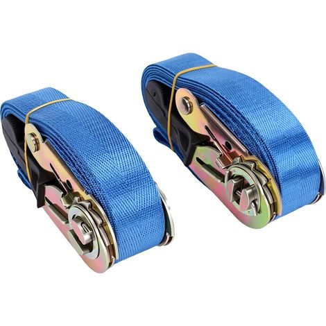 Sangles à Cliquet 2 Pièces, Sangle de Liaison D'arrimage, Sangle en Polyester épaissie, Capacité de 2 m 6,6 pieds 180 kg, sangle en polyester épaissie et poignée antidérapante, pour lits de camion, é (1/5)