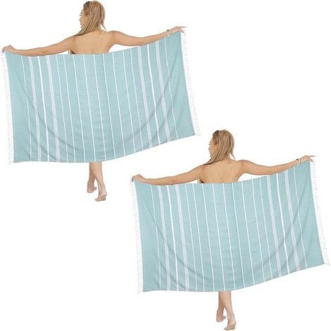 Lot de 2 serviettes de plage extra larges (90 x 180 cm), serviettes turques à séchage rapide (1/4)
