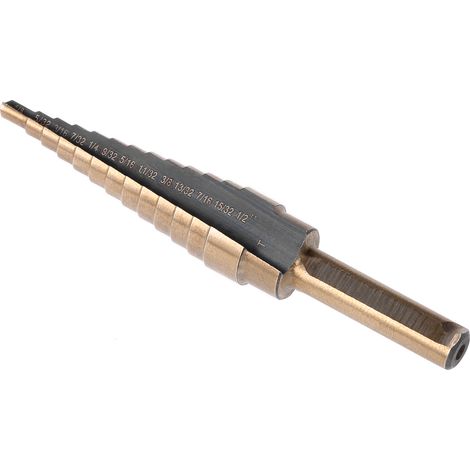 Set aus 5 Stufenbohrern aus 4241 Schnellarbeitsstahl zum Bohren von Metall und Holz, mit Aluminiumkoffer. (1/3)