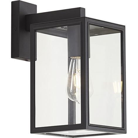 QAZQA rústico Aplique de pared exterior industrial gris IP44 - Sutton Down Vidrio /Acero inoxidable Cubo /Cuadrada Adecuado para LED Max. 1 x 100 Watt
